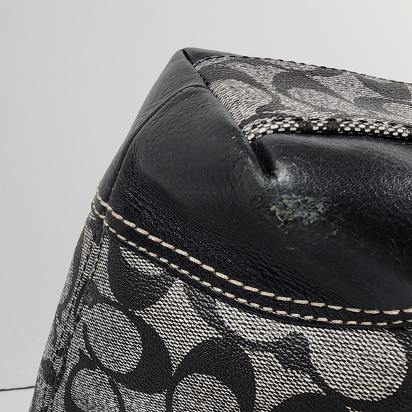 Coach Heritage Signature Chelsea Stripe Tote No. J0973-F14477 Gray Black Blue - Picture 12 of 16